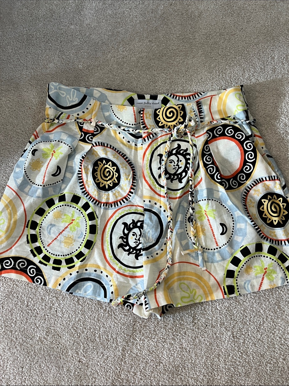 Never Fully Dressed Sun & Medallion Print Drawstring Shorts - Multicolor - Picture 1 of 7